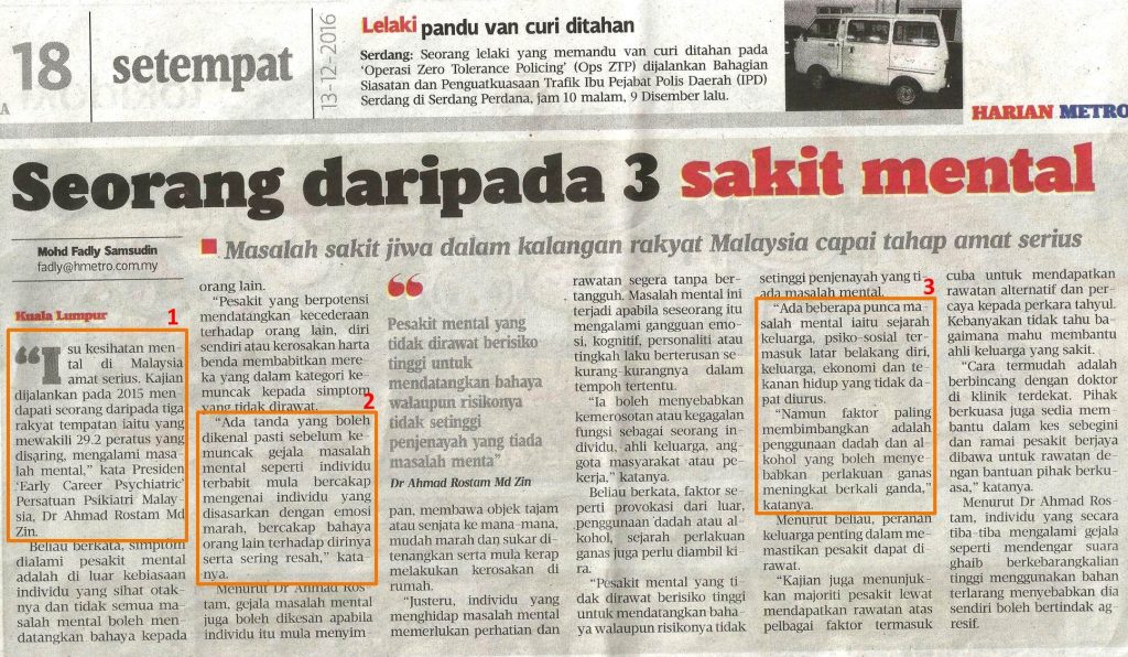 Masalah mental paling kerap di malaysia